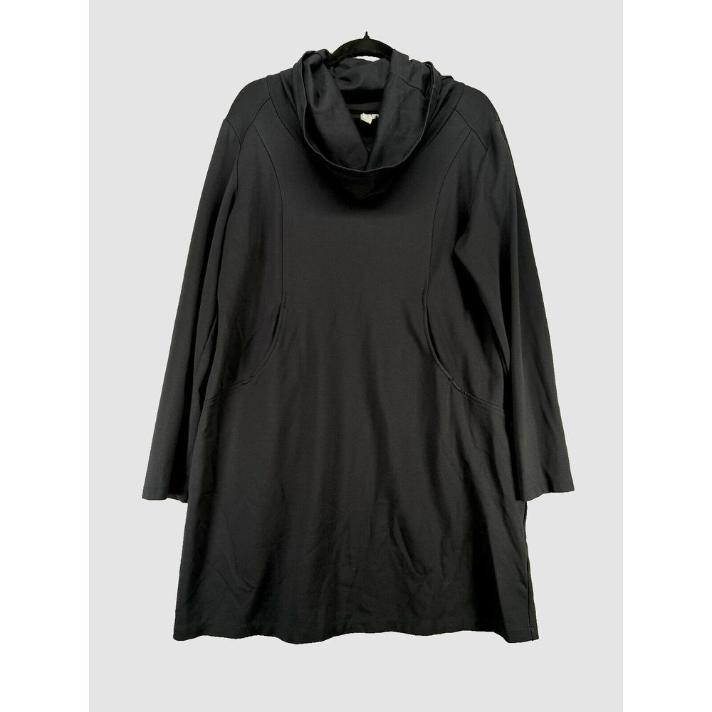 Sahalie Dress Womens Size PXL Black Cowl Neck Athletic Ponte Knit Comfy Stretchy